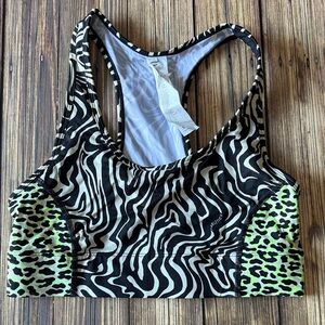 Fabletics Animal Print Neon Print Sports Bra with Phone Pocket S